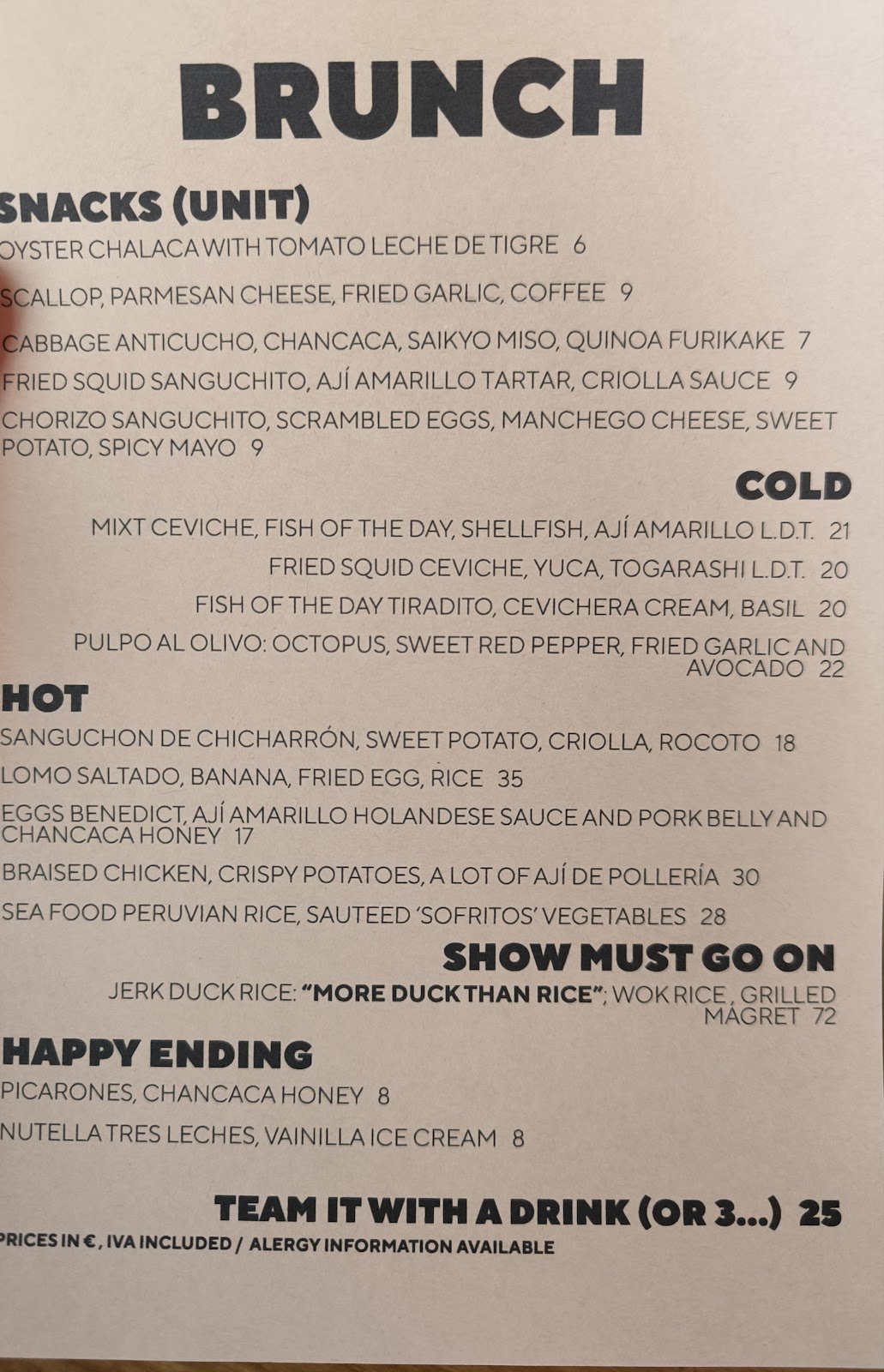 Brunch Menu