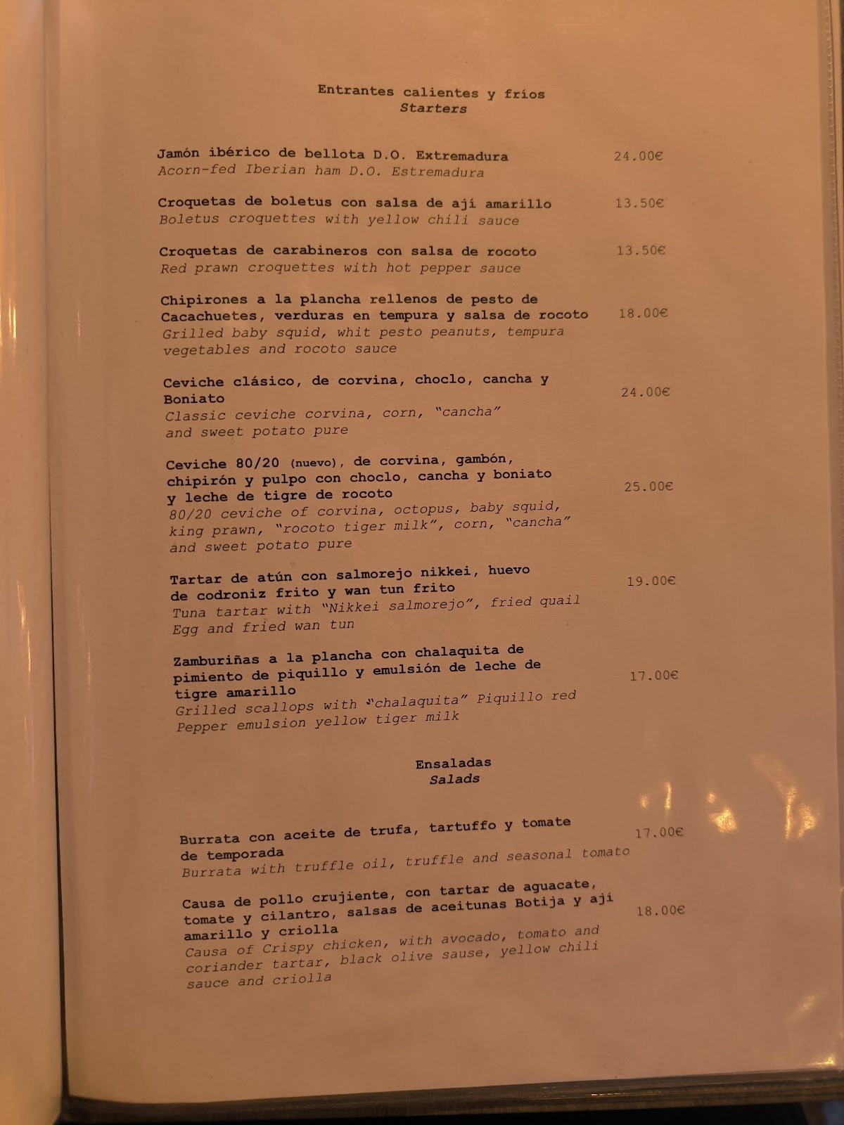 80/20 restaurante menu