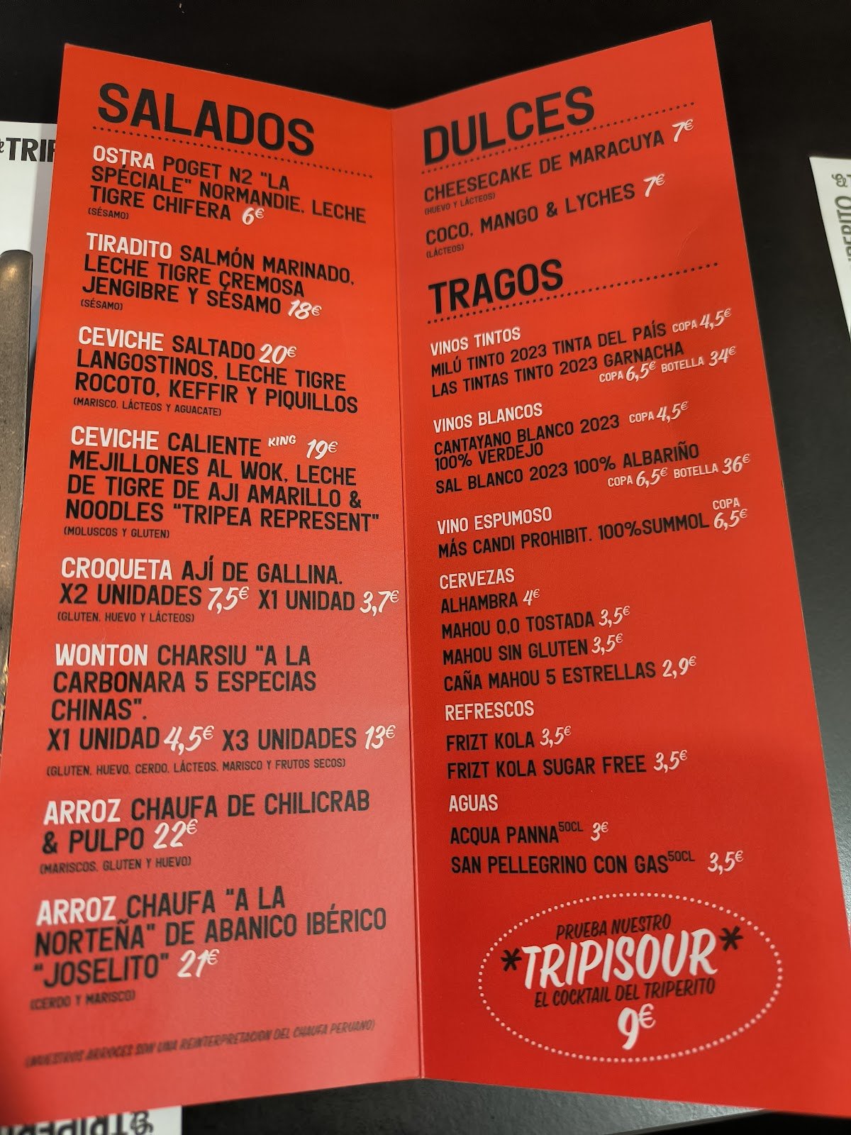 El triperito menu