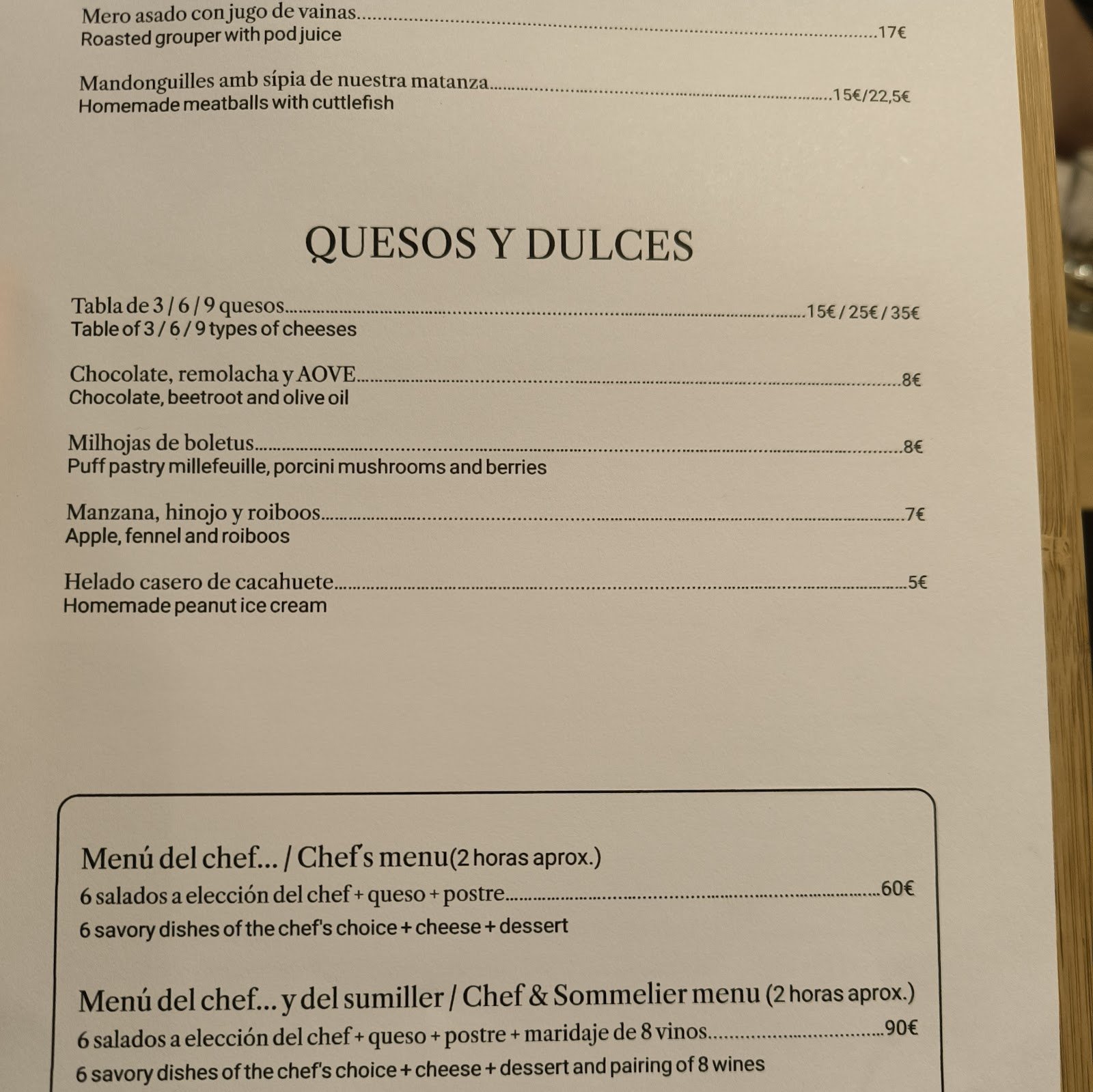 Angelita Menu