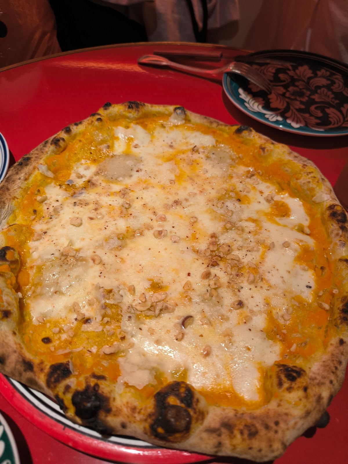 Pumkin and gorgonzola pizza