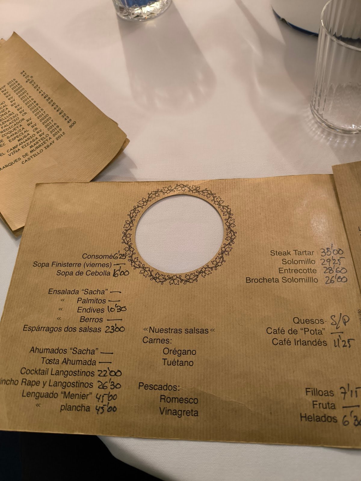 Sacha menu