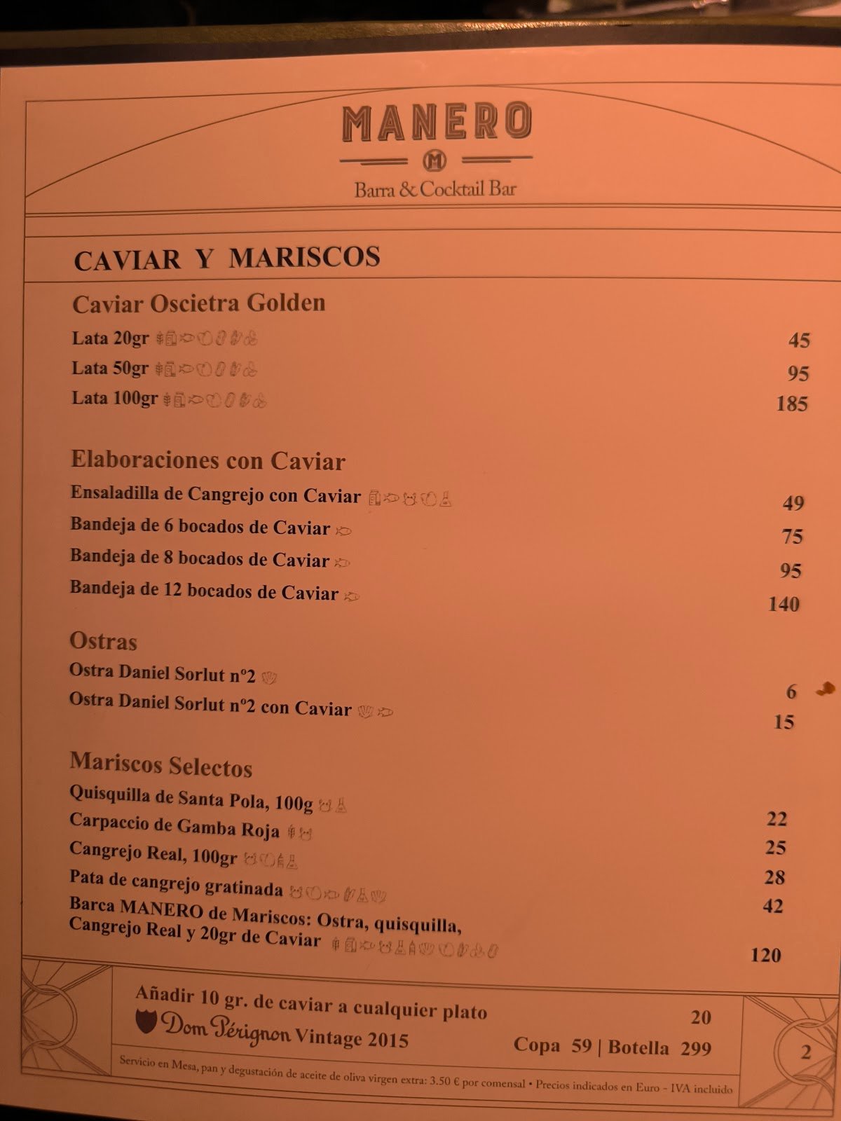 Bar Manero - Menu