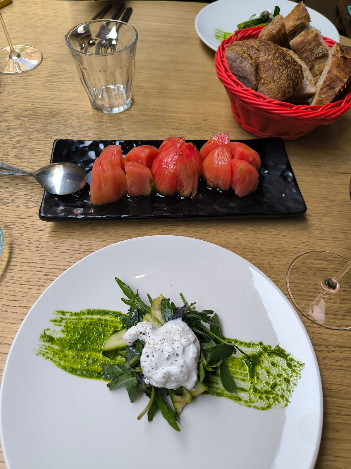 Zucchini salad and fresh tomatoes