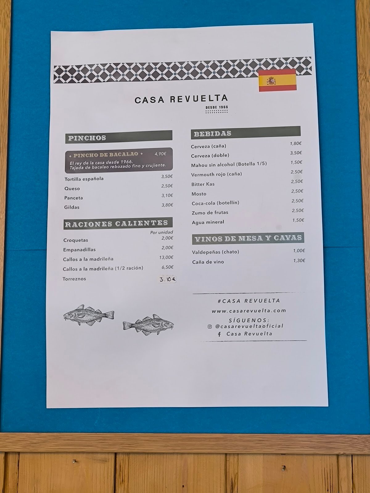 Casa Revuelta - menu