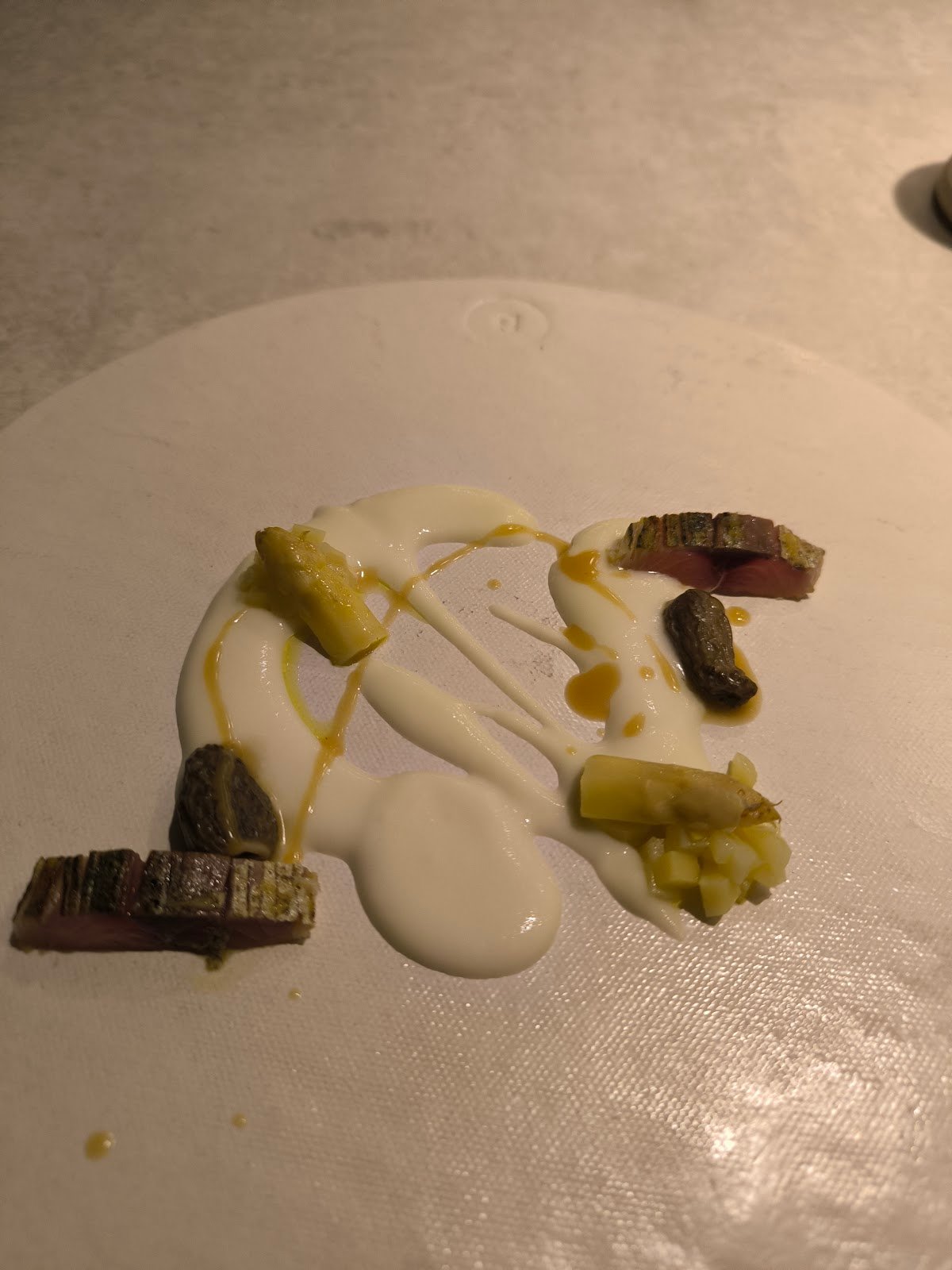 Asparagus and hamachi