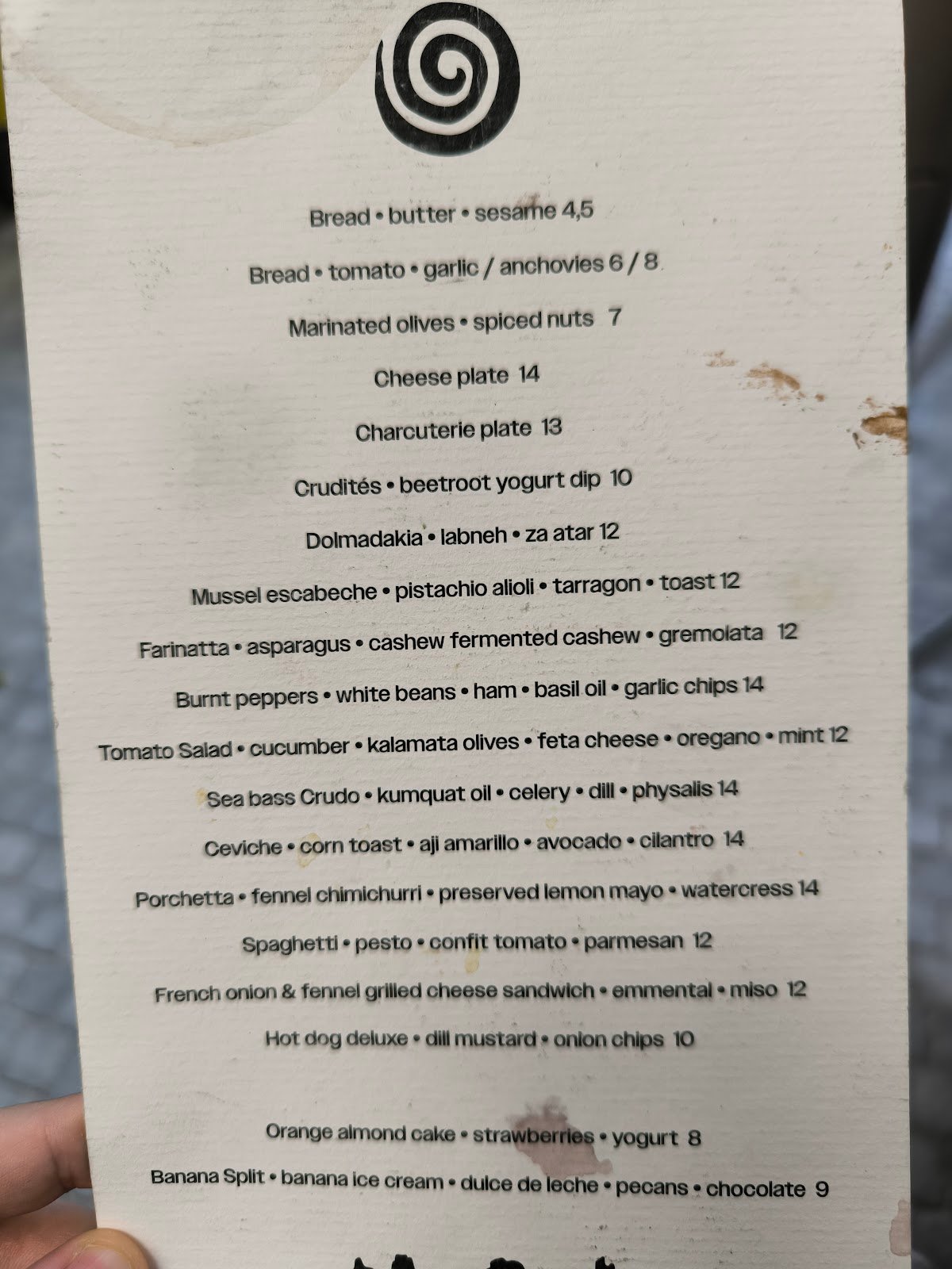 Masa Vins - Menu