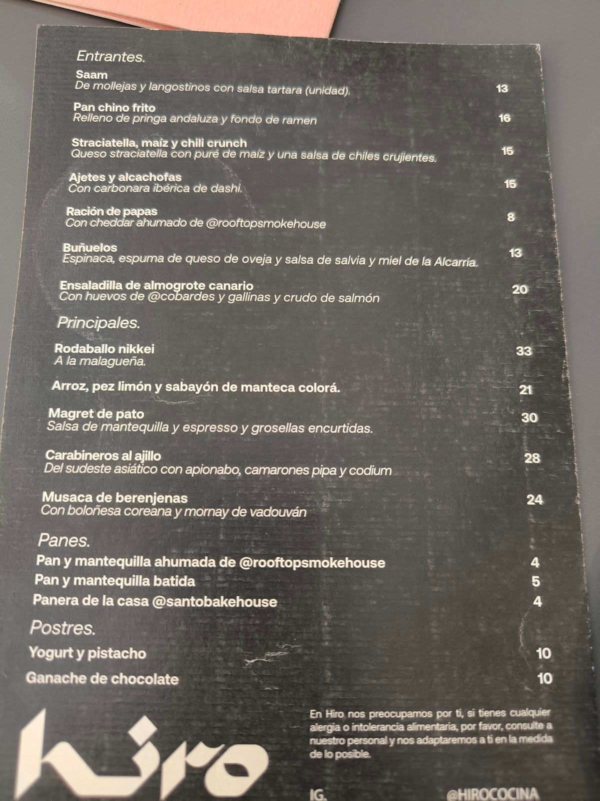 Hiro - menu