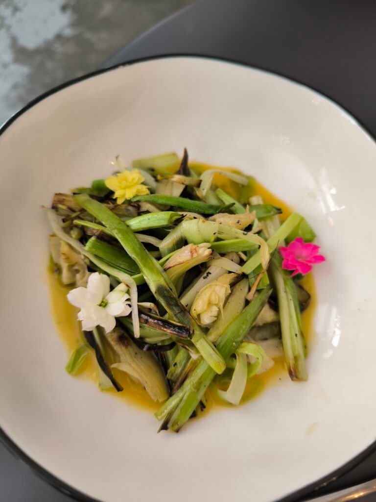 Hiro - garlic shoots and artichokes carbonara