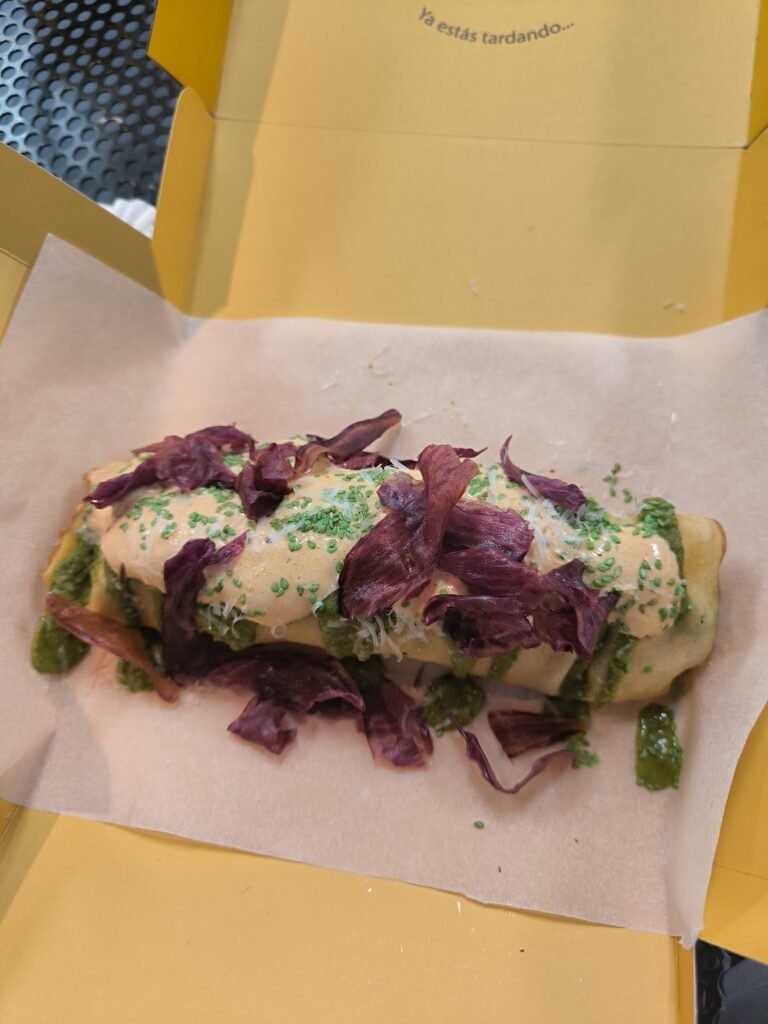 Filloa with tempura prawn