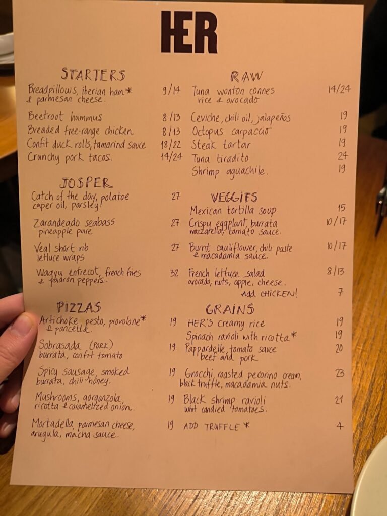 Restaurante Her - Menu