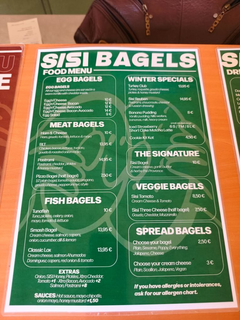 Sisi Bagels - Menu