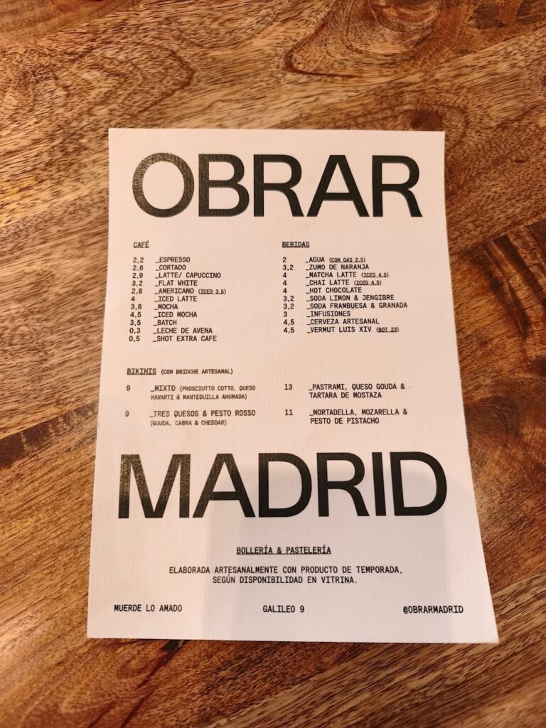 Obrar - Menu