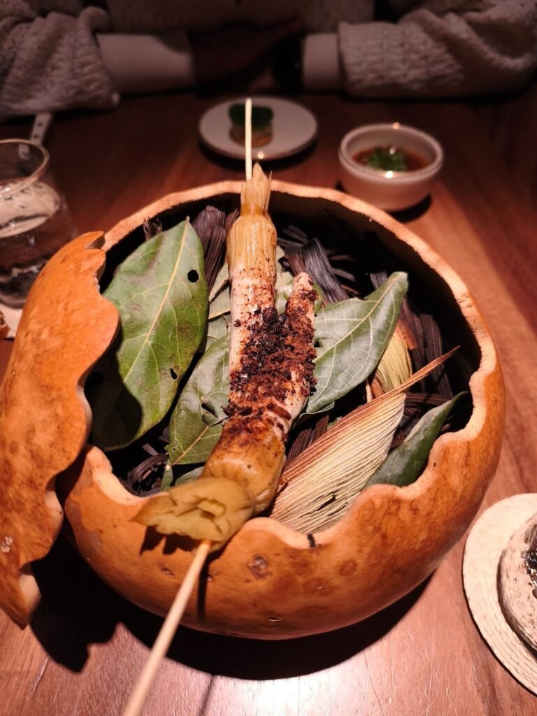 Pujol - Baby corn with grasshoppers mayo