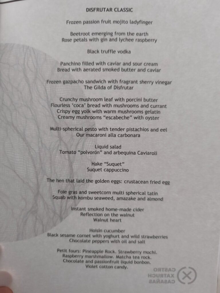 Disfrutar - menu