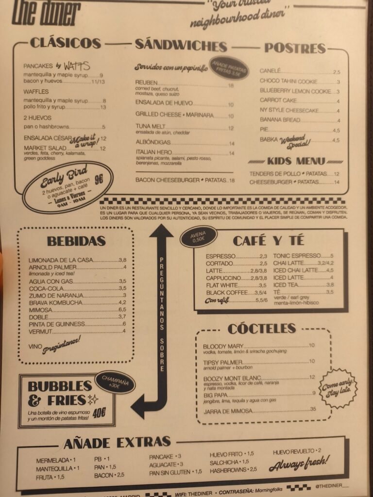 The Diner - menu