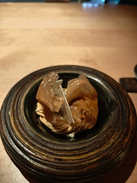 Black sesame ice cream with coconut milk rice