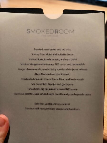 Smoked room Madrid menu