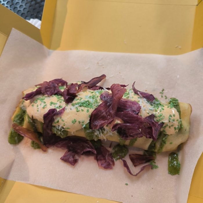 Filloa with tempura prawn Filloa with tempura prawn